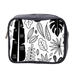 Leaves Plants Doodle Drawing Mini Toiletries Bag (two Sides) by Sarkoni