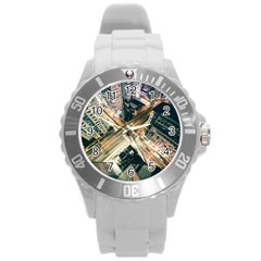 Architecture Buildings City Round Plastic Sport Watch (l) by Amaryn4rt