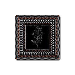 Flowers Line Art Wall Decoration Square Magnet by Ravend