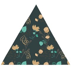 Flowers Leaves Pattern Seamless Wooden Puzzle Triangle by Ravend