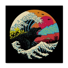 Retro Wave Kaiju Godzilla Japanese Pop Art Style Tile Coaster by Modalart