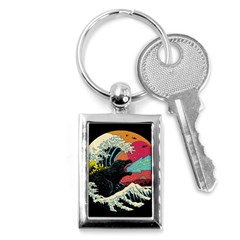 Retro Wave Kaiju Godzilla Japanese Pop Art Style Key Chain (rectangle) by Modalart