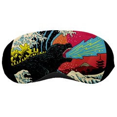 Retro Wave Kaiju Godzilla Japanese Pop Art Style Sleep Mask by Modalart