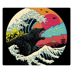 Retro Wave Kaiju Godzilla Japanese Pop Art Style Premium Plush Fleece Blanket (small) by Modalart