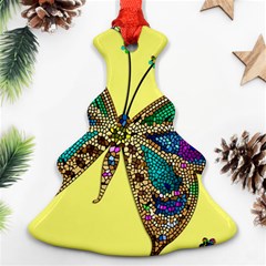 Butterfly Mosaic Yellow Colorful Christmas Tree Ornament (two Sides) by Amaryn4rt