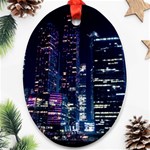 Black Building Lighted Under Clear Sky Oval Ornament (Two Sides) Front