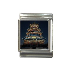 Blue Yellow And Green Lighted Pagoda Tower Italian Charm (13mm) by Modalart