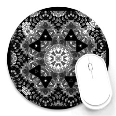 Mandala Calming Coloring Page Round Mousepad by Sarkoni