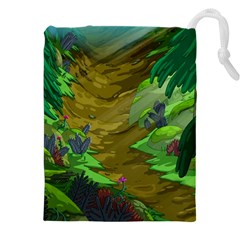 Green Pine Trees Wallpaper Adventure Time Cartoon Green Color Drawstring Pouch (4xl) by Sarkoni