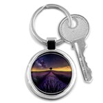 Bed Of Purple Petaled Flowers Photography Landscape Nature Key Chain (Round) Front