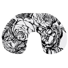 Roses Bouquet Flowers Sketch Travel Neck Pillow by Modalart