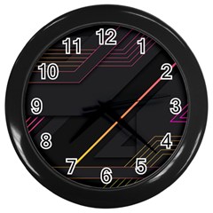 Gradient Geometric Shapes Dark Background Wall Clock (black) by Ndabl3x