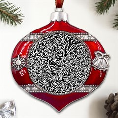 Flames Fire Pattern Digital Art Metal Snowflake And Bell Red Ornament by Ravend