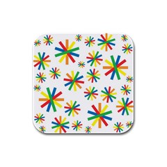 Celebrate Pattern Colorful Design Rubber Square Coaster (4 Pack) by Ravend