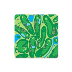 Golf Course Par Golf Course Green Square Magnet by Ravend