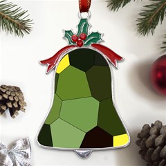 Mosaic Structure Background Tile Metal Holly Leaf Bell Ornament by Ravend