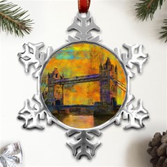 London Tower Abstract Bridge Metal Small Snowflake Ornament by Amaryn4rt