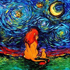 Lion Art Starry Night Van Gogh Play Mat (square) by Modalart