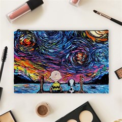 Cartoon Dog Vincent Van Gogh s Starry Night Parody Cosmetic Bag (large) by Modalart