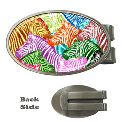 Zebra Colorful Abstract Collage Money Clips (oval)  by Amaryn4rt