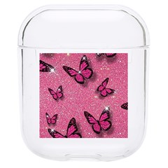 Pink Glitter Butterfly Hard Pc Airpods 1/2 Case by Modalart