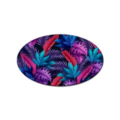 Background With Violet Blue Tropical Leaves Sticker Oval (100 Pack) by Bedest