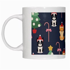 Boston Terrier Welsh Corgi Puppies Seamless Pattern Wallpaper White Mug by Pakjumat