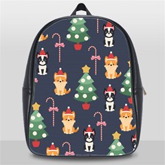 Boston Terrier Welsh Corgi Puppies Seamless Pattern Wallpaper School Bag (xl) by Pakjumat