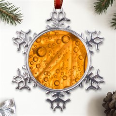 Lime Water Bubbles Macro Light Detail Background Metal Large Snowflake Ornament by Pakjumat