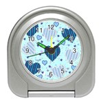 Hearts Pattern Paper Wallpaper Blue Background Travel Alarm Clock Front