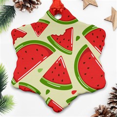 Cute Watermelon Seamless Pattern Snowflake Ornament (two Sides) by Pakjumat