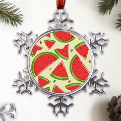 Cute Watermelon Seamless Pattern Metal Large Snowflake Ornament by Pakjumat