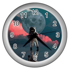 Astronaut Moon Space Nasa Planet Wall Clock (silver) by Maspions