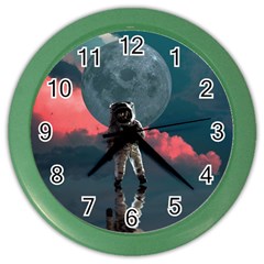 Astronaut Moon Space Nasa Planet Color Wall Clock by Maspions