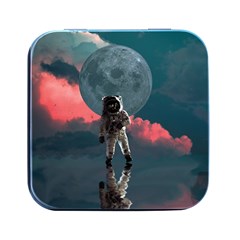 Astronaut Moon Space Nasa Planet Square Metal Box (black) by Maspions