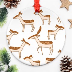 Seamless Deer Pattern Design Ornament (round) by Hannah976