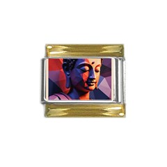 Let That Shit Go Buddha Low Poly (6) Gold Trim Italian Charm (9mm) by 1xmerch