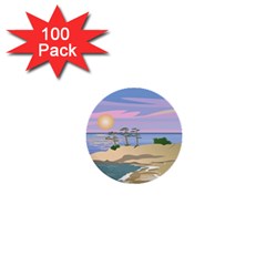 Vacation Island Sunset Sunrise 1  Mini Buttons (100 Pack)  by Sarkoni