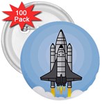 Rocket Shuttle Spaceship Science 3  Buttons (100 pack)  Front