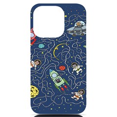 Cat Cosmos Cosmonaut Rocket Iphone 14 Pro Black Uv Print Case by Grandong