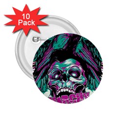 Anarchy Skull And Birds 2 25  Buttons (10 Pack)  by Sarkoni