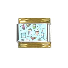 Drinks Cocktails Doodle Coffee Gold Trim Italian Charm (9mm) by Apen