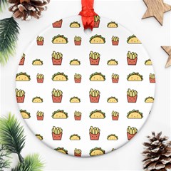 Fries Taco Pattern Fast Food Ornament (round) by Apen