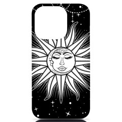 Sun Moon Star Universe Space Iphone 14 Pro Black Uv Print Case by Ravend