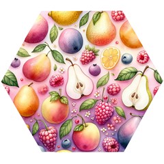 Fruits Apple Strawberry Raspberry Wooden Puzzle Hexagon by Ravend