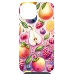 Fruits Apple Strawberry Raspberry iPhone 14 Black UV Print Case Front