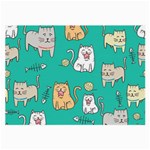 Seamless Pattern Cute Cat Cartoon With Hand Drawn Style Large Glasses Cloth Front