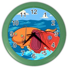 Adventure Time Fish Landscape Color Wall Clock by Sarkoni