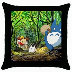 Anime My Neighbor Totoro Jungle Throw Pillow Case (black) by Sarkoni