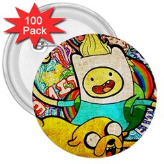 Painting Illustration Adventure Time Psychedelic Art 3  Buttons (100 Pack)  by Sarkoni